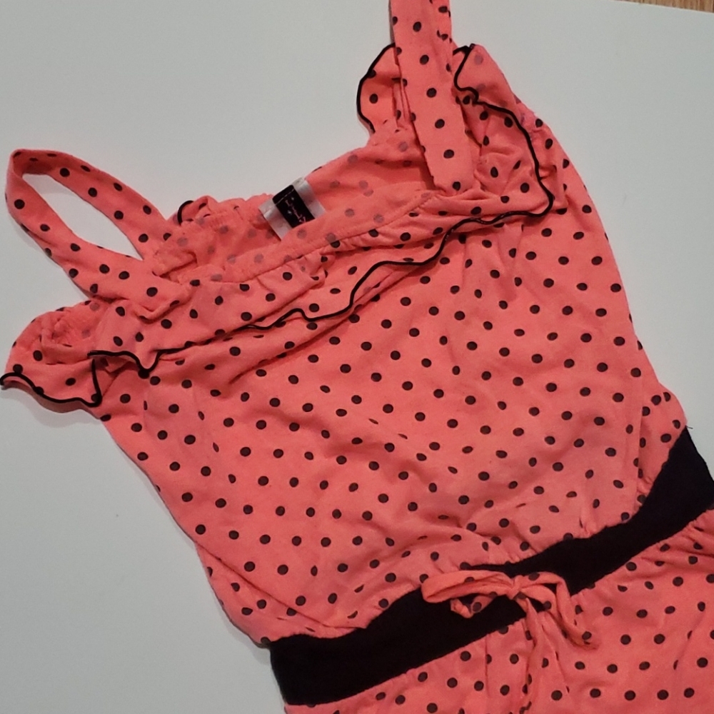 Girls Ruffled Polkadot Shorts Romper-6X - Picture 3 of 8